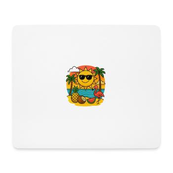 Sunny tropical design with flamingo - Mouse Pad (horizontal) - white - Front