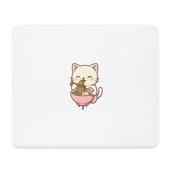 Cute cats with pasta salad design - Mouse Pad (horizontal) - white - Front