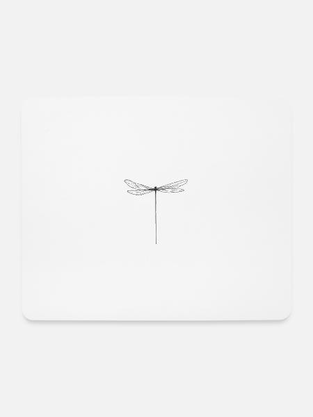 Fein gezeichnete Libelle im minimalistischen Stil - Mousepad (Querformat) - Weiß