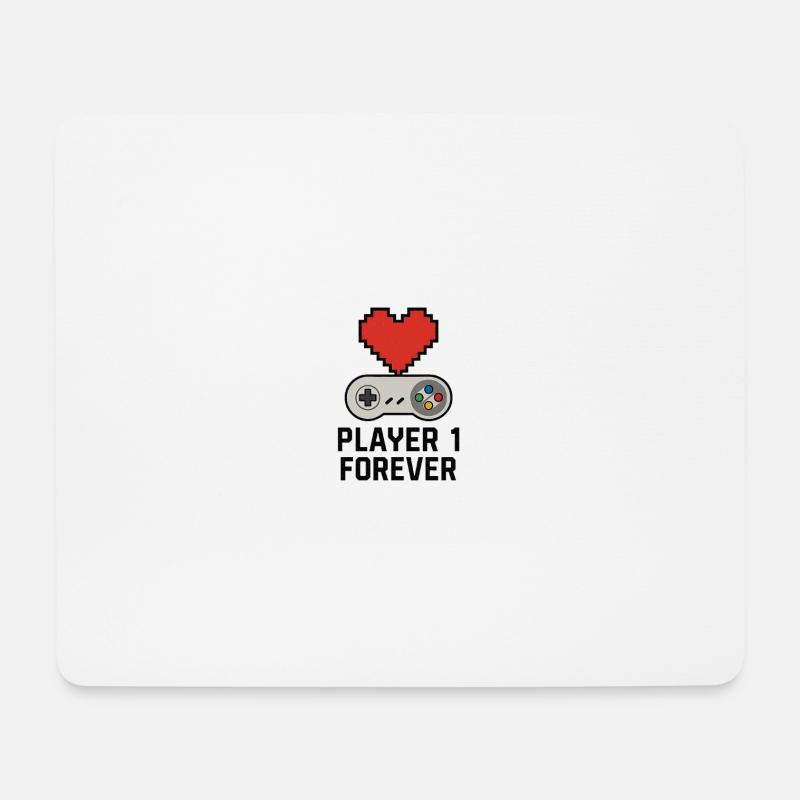 Retro Gaming Heart Player Forever T-shirt - Mousepad (Querformat) - Weiß