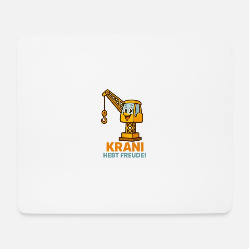 Baukran Freude Spruch T-Shirt - Mousepad (Querformat) - Weiß
