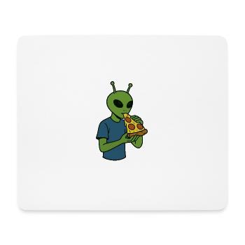 Alien mit Pizza-Snack-Design - Mousepad (Querformat) - Weiß - Vorne