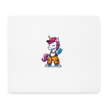Künstlerischer Einhorn-Charme mit urbanem Stil - Mousepad (Querformat) - Weiß - Vorne