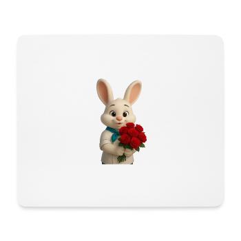 Chef Bunny mit Strauß roter Rosen - Mousepad (Querformat) - Weiß - Vorne