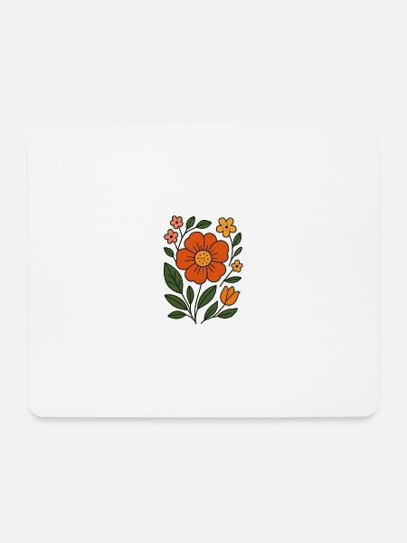 Rustikale botanische Blume Illustration - Mousepad (Querformat) - Weiß
