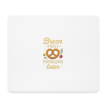 Brezn_first-_Problems_later_Lustiges_Party_Shir - Mousepad (Querformat) - Weiß - Vorne