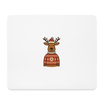 Lustiges Rentier im Norweger-Pullover - Mousepad (Querformat) - Weiß - Vorne
