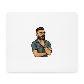 Portrait of a Pensive Man with Beard and Glasses - Mouse Pad (horizontal) - white - Front