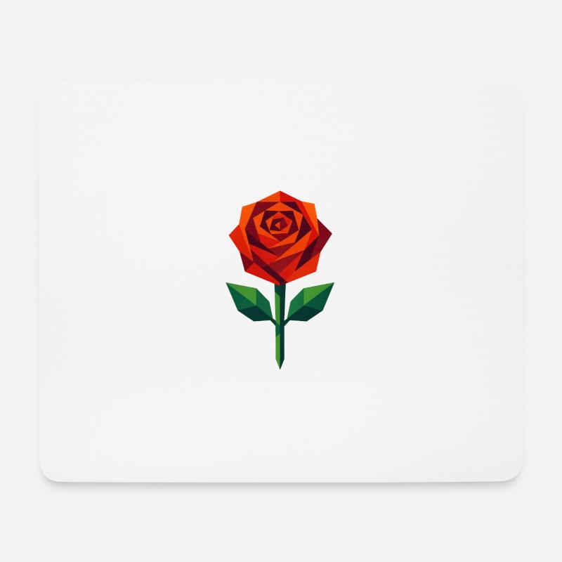 Rose | Geometrische Rosenblüte Print / Design - Mousepad (Querformat) - Weiß