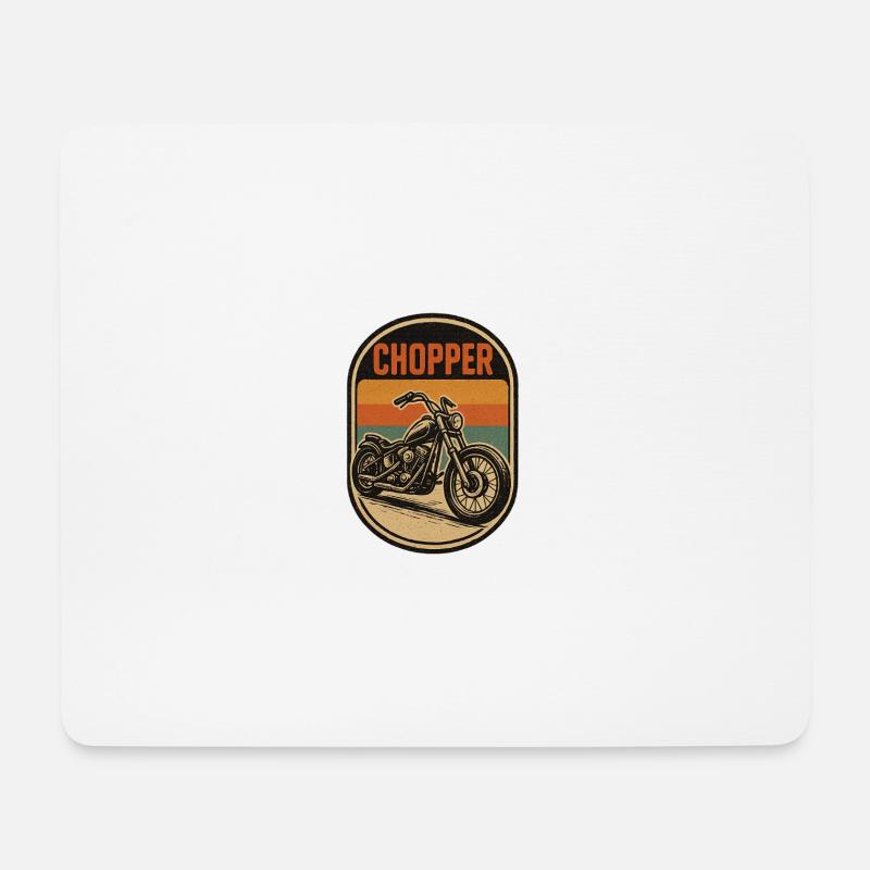 Vintage Chopper Motorrad Design - Mousepad (Querformat) - Weiß