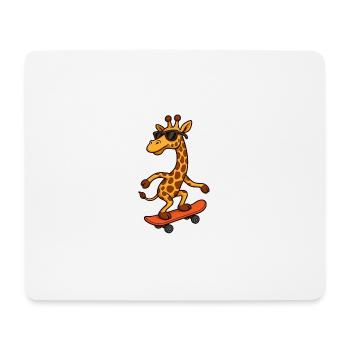 Girafe de skateboard élégante avec des lunettes de soleil - Tapis de souris (format paysage) - blanc - Devant