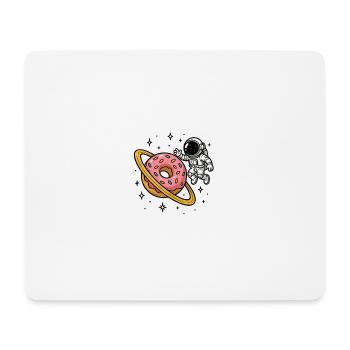Astronaute de l’espace avec Donut Planet - Tapis de souris (format paysage) - blanc - Devant