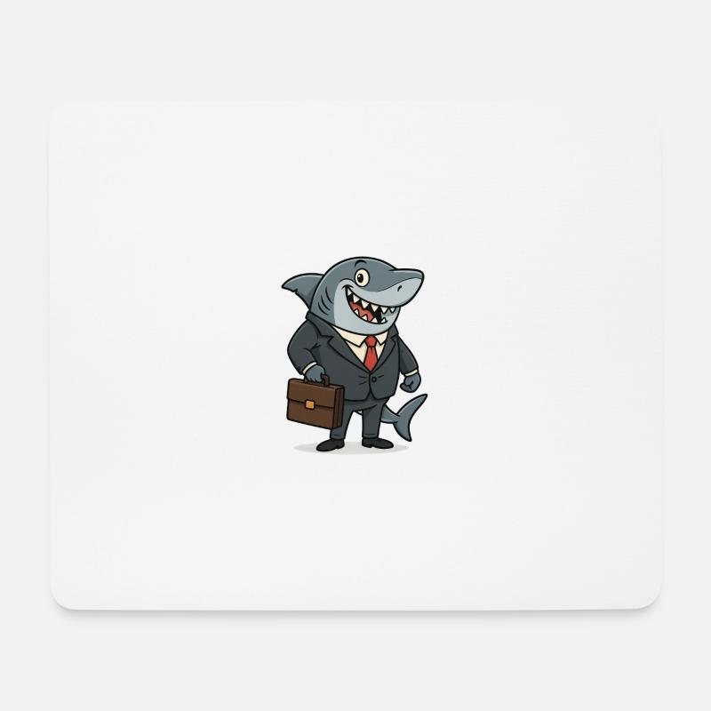 Businesshai-Shark mit Anzug - Mousepad (Querformat) - Weiß