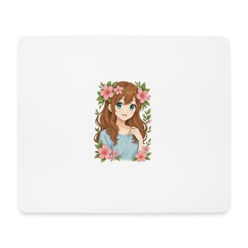 Couronne de fleurs Anime Girl - Tapis de souris (format paysage) - blanc - Devant