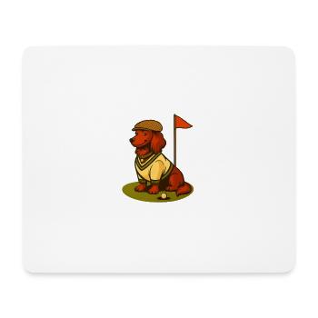 Teckel de golf en tenue rétro avec drapeau. - Tapis de souris (format paysage) - blanc - Devant