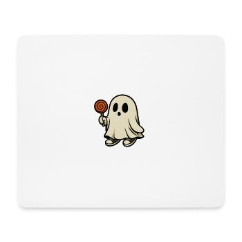 Gieriger Geist mit Lutscher – Design Halloween m - Mousepad (Querformat) - Weiß - Vorne