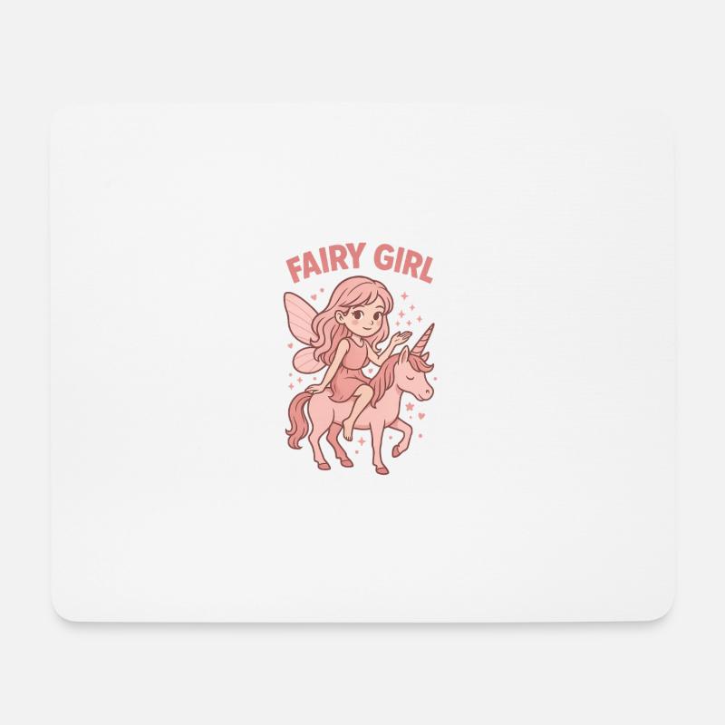 Feenreiterin Rosa Einhorn - Mousepad (Querformat) - Weiß