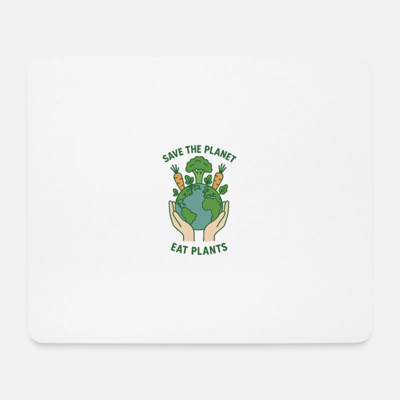 Rette den Planeten Iss Pflanzen - Mousepad (Querformat) - Weiß