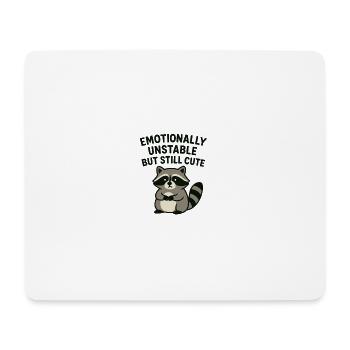 Emotional raccoon cute chaotic funny - Mouse Pad (horizontal) - white - Front
