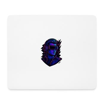 Neon Cyber VR Kopfportrait, Cyberpunk - Mousepad (Querformat) - Weiß - Vorne