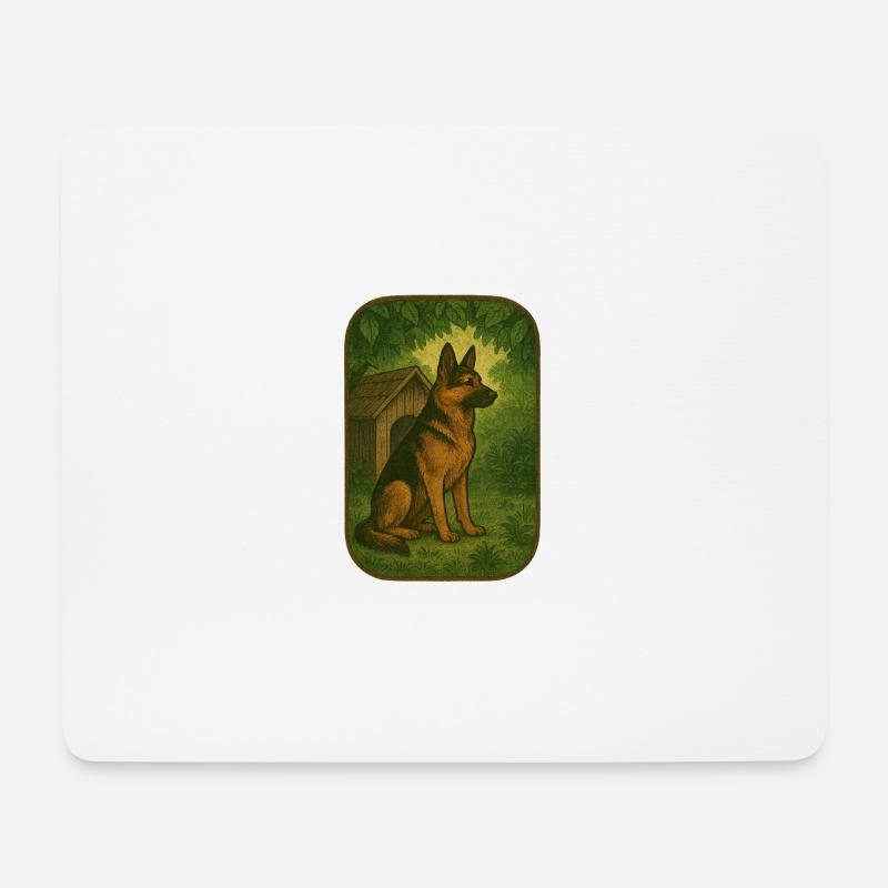 Retro Waldhund - Mousepad (Querformat) - Weiß
