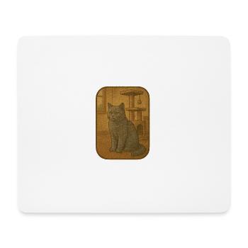 Vintage Cat Plaque Illustration - Mouse Pad (horizontal) - white - Front