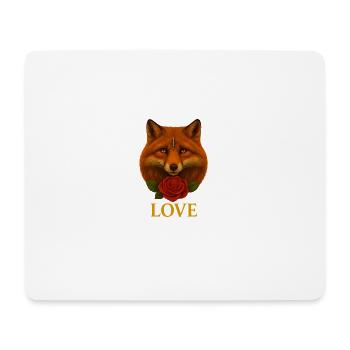 Fuchs mit Rose - Liebe - Mousepad (Querformat) - Weiß - Vorne