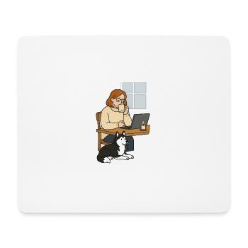 Kaffeepause im Homeoffice Hund - Mousepad (Querformat) - Weiß - Vorne