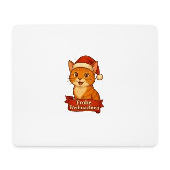 Cat Christmas hangover with Santa hat - Mouse Pad (horizontal) - white - Front