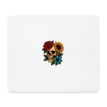 Skull & Bloom Fusion Art – Bold Floral Skeleton De - Mouse Pad (horizontal) - white - Front