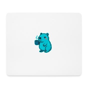 Blauer Capybara mit Kaffee - Mousepad (Querformat) - Weiß - Vorne
