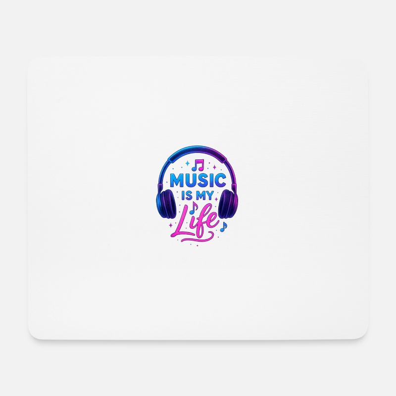 Music ist mein Leben Neon Kopfhörer - Mousepad (Querformat) - Weiß