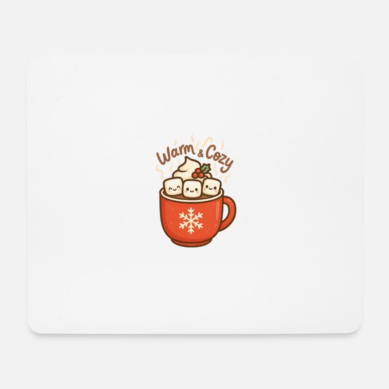 Warmes Kakao mit Marshmallows - Mousepad (Querformat) - Weiß