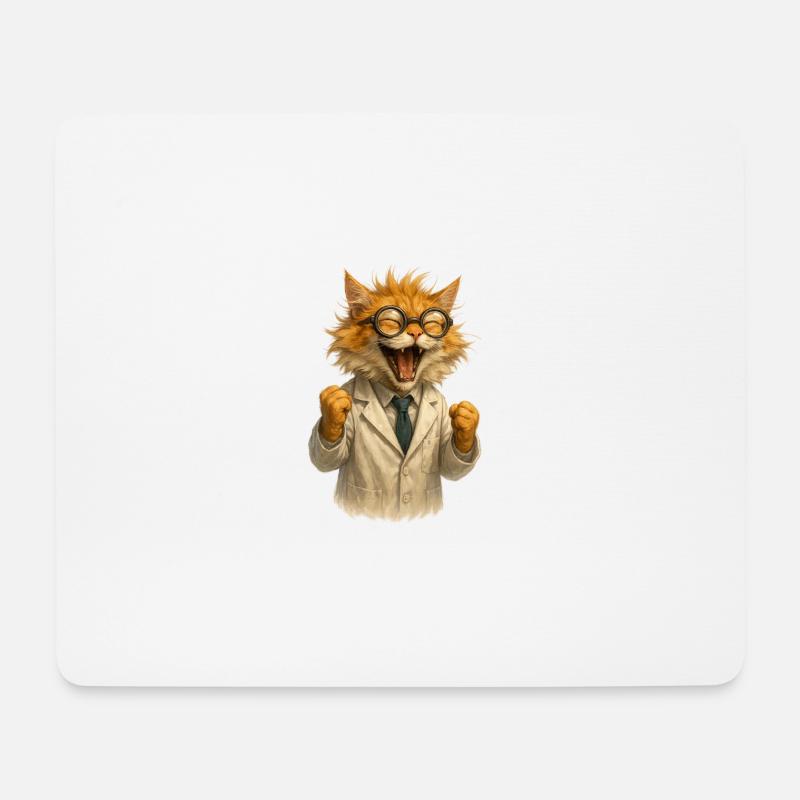 Wissenschaftliche Katze im weißen Kittel - Mousepad (Querformat) - Weiß