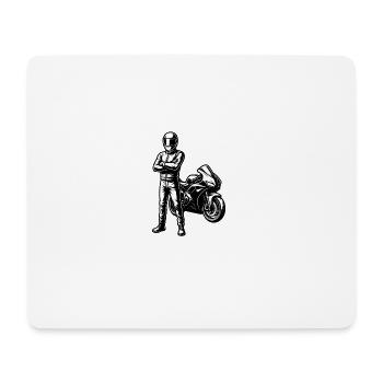 Superbike Racer Illustration Ink Style - Mouse Pad (horizontal) - white - Front