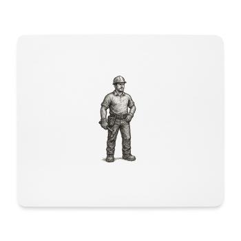 Grob skizzierter Bauarbeiter mit Hammer - Mousepad (Querformat) - Weiß - Vorne