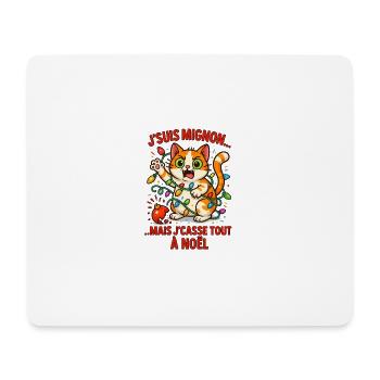 Elektrisches Weihnachtskätzchen und Girlanden - Mousepad (Querformat) - Weiß - Vorne