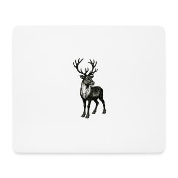 Edler Hirsch mit großem Geweih – Vintage Illustrat - Mousepad (Querformat) - Weiß - Vorne