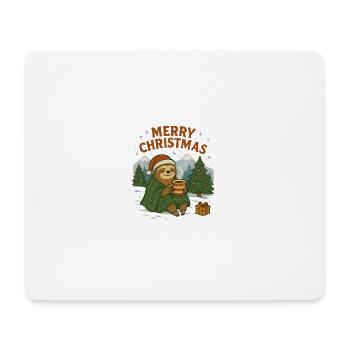 Weihnachtsfauli im Schnee - Mousepad (Querformat) - Weiß - Vorne