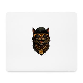 Chat MC Bling HipHop - Tapis de souris (format paysage) - blanc - Devant