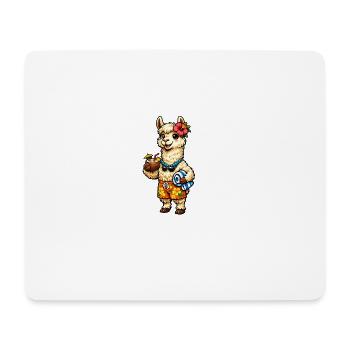 Llama on the beach with floral decoration - Mouse Pad (horizontal) - white - Front