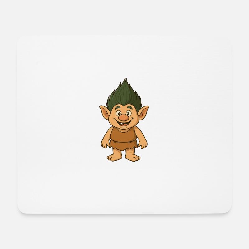 Fröhlicher Waldtroll Cartoon - Mousepad (Querformat) - Weiß