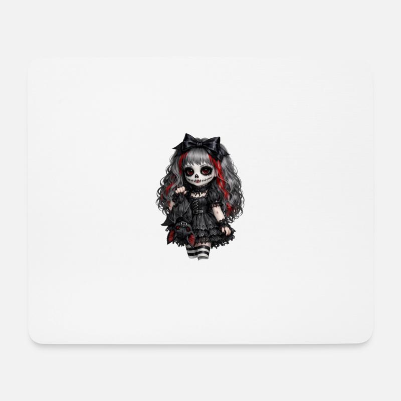 Gothic Sugar Skull Doll - Mouse Pad (horizontal) - white