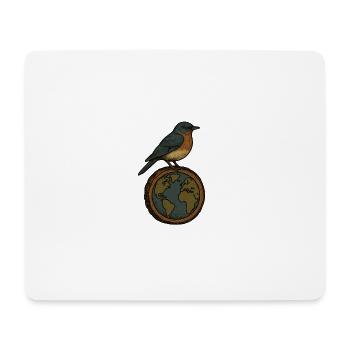 Robin auf World Globe - Mousepad (Querformat) - Weiß - Vorne
