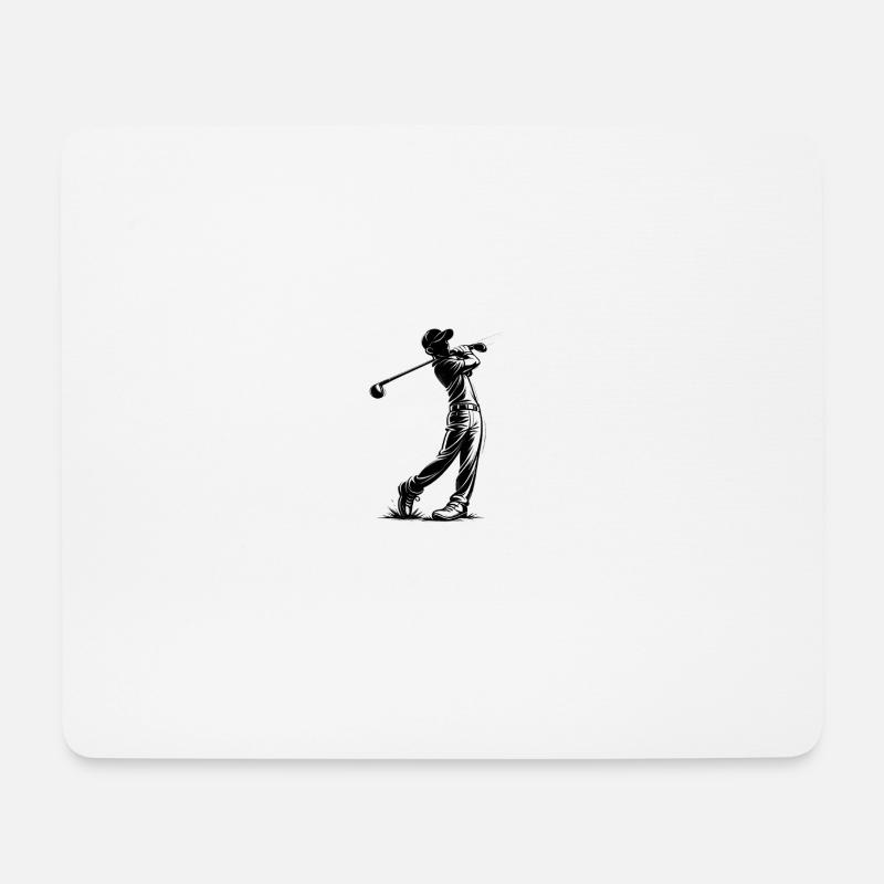 Golfer im Schwung Schwarzweiß - Mousepad (Querformat) - Weiß