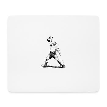 Strongman soulève une lourde kettlebell au-dessus de sa tête - Tapis de souris (format paysage) - blanc - Devant