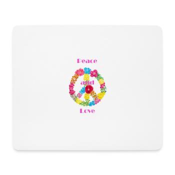 Blumen Peace Zeichen - Mousepad (Querformat) - Weiß - Vorne