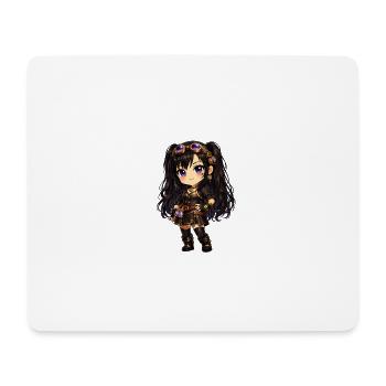 Chibi Steampunk-Mädchen Luna mit Lila Goggles - Mousepad (Querformat) - Weiß - Vorne