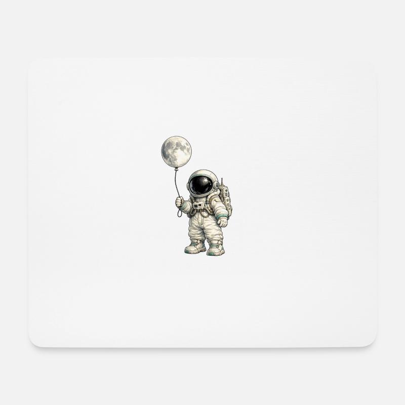 Mondballon und Astronaut - Mousepad (Querformat) - Weiß