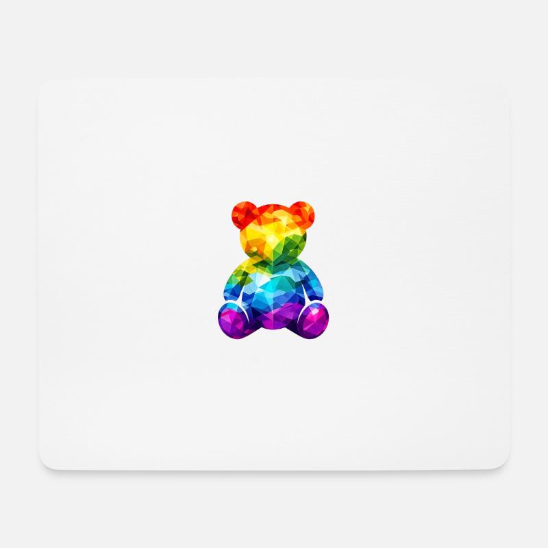 Rainbow teddy bear in geometric pattern - Mouse Pad (horizontal) - white